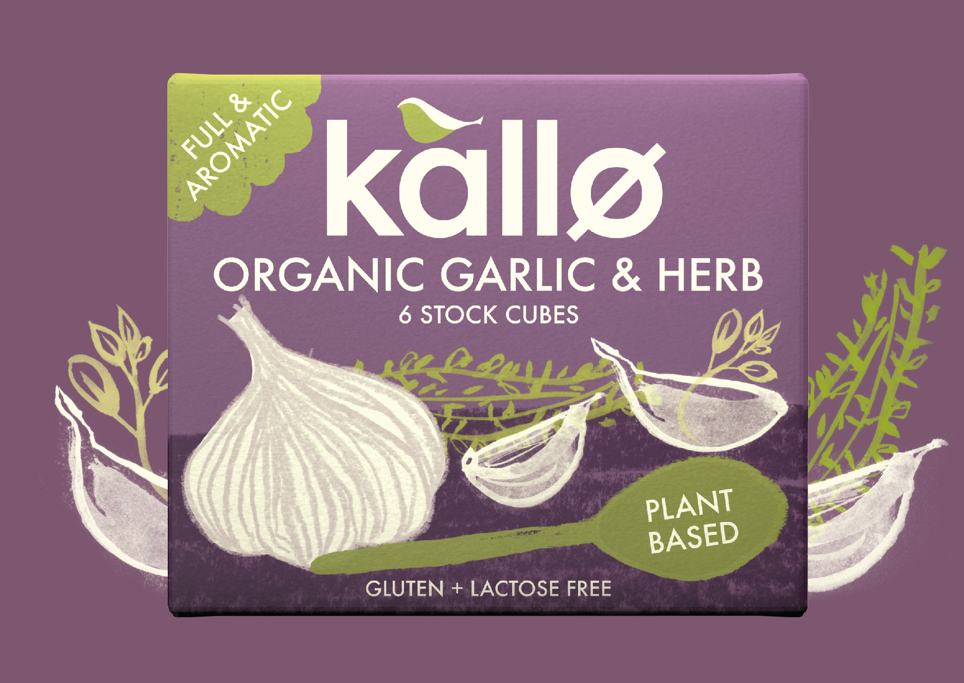 Full & aromatic kallo organic garlic & herb 6 stock cubes