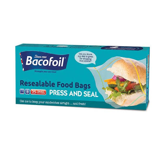 Bacofoil resealable food bags, press and seal