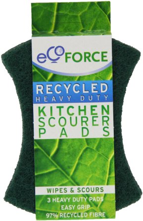 Eco force recycled heavy duty kitchen scourer pads