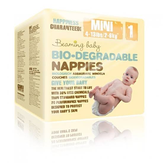 Beaming baby bio-degradable nappies 4-13lb / 2 - 6kg (size 1)